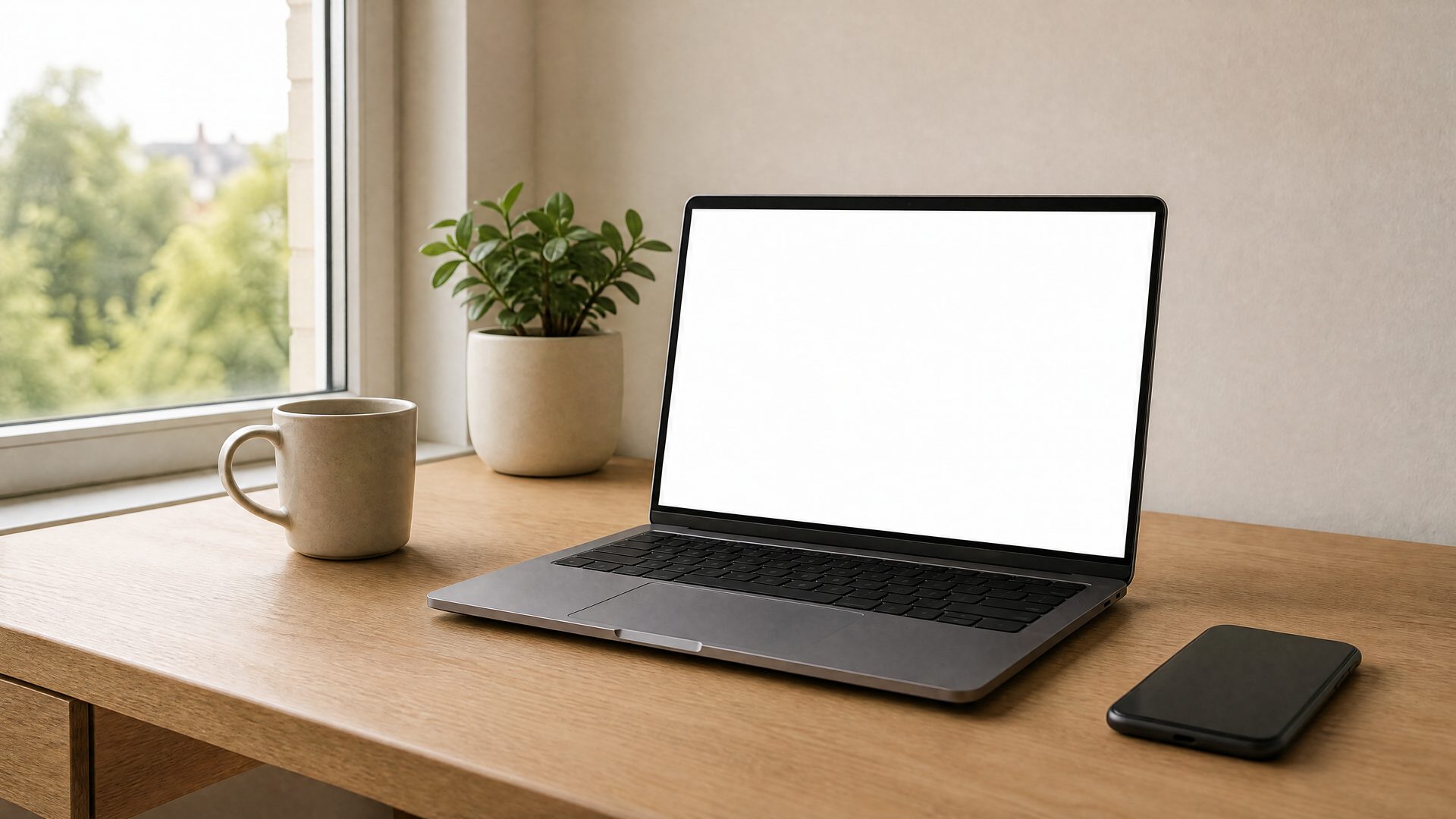 A laptop on a desk by a window, open at the Eds Estate owner portal